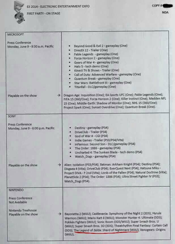 rumor programa E3 2014