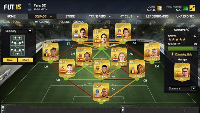 Ya disponible la aplicación web de FIFA 15 Ultimate Team